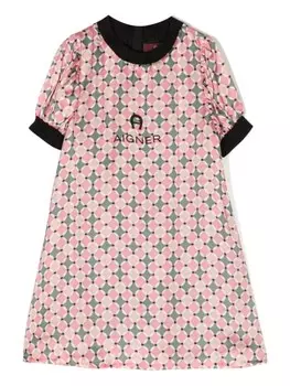 Aigner Kids платье с короткими рукавами и логотипом, розовый