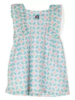 Aigner Kids платье с оборками и графичным принтом, розовый