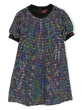 Aigner Kids расклешенное платье с голографическим эффектом, черный