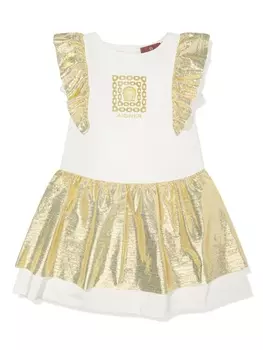 Aigner платье с оборками и логотипом, белый
