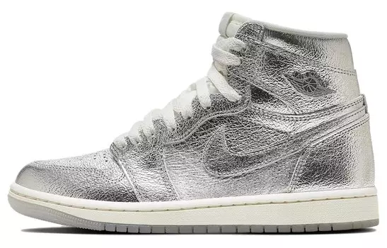 Air 1 High OG WMNS "Chrome", кроссовки женские Jordan, цвет Metallic Silver