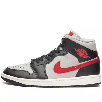 Кроссовки Air Jordan 1 Mid W, белый/черный/красный