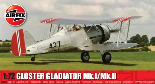 Airfix, пластиковая модель, Gloster Gladiator Mk.I/Mk.II, 1/72