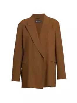 Aisha Пиджак из смесового шелка в меловую полоску Loro Piana, цвет caramel butter cake