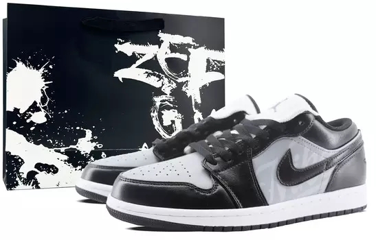 AJ1 Винтажные баскетбольные кроссовки мужские низкие серый Jordan