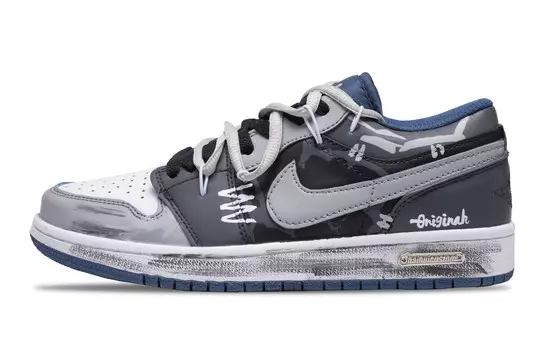 AJ1 Винтажные баскетбольные кроссовки мужские низкие черный/серый Jordan
