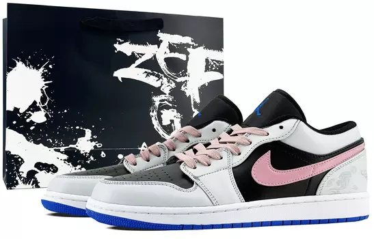 AJ1 Винтажные баскетбольные кроссовки мужские низкие розовый Jordan, серый