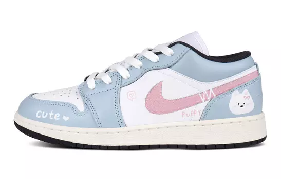 AJ1 Винтажные баскетбольные кроссовки женские низкие белый/синий Jordan