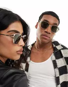 AJ Morgan – Золотые квадратные солнцезащитные очки с зелеными линзами