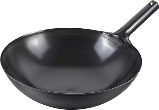 Ajido AD-659 Пекинский вок, 14,2 дюйма (36 см), для газового камина, железная кастрюля, профессиональные характеристики, сделано в Японии WAHEI FREIZ, Black (Black 19-3911Tcx)