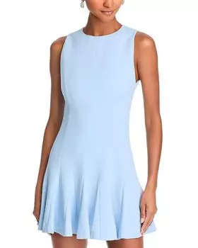 Айса Бесшовный Мини-Платье Фасона "Флэар" Alice and Olivia, синий