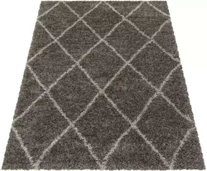 Айылдыз Ковры Ковер Мохнатый "ALVOR 3401", прямоугольный, гостиная Ayyildiz Teppiche 120х170 см, серо-коричневый
