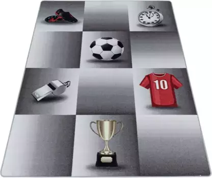 Айылдызские ковры детский ковер "PLAY 2906", прямоугольный, прочный с коротким ворсом, футбол, детская комната Ayyildiz Teppiche 140х200 см, серый