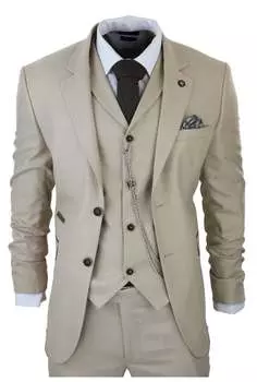 AK-08 Твидовый костюм-тройка в елочку TruClothing, кремовый