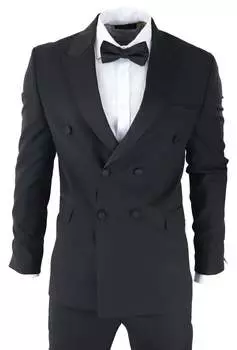 AK-22 Твидовый костюм-тройка в елочку TruClothing, черный