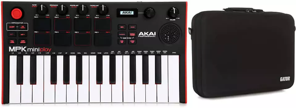 Akai Professional MPK Mini Play3 25-клавишная портативная клавиатура и MIDI-контроллер в комплекте с Gator GU-EVA-1813-3 Small EVA DJ Controller Case Akai Professional + Gator MPKMINIPLAYMK3=1 GU-EVA-1813-3=1