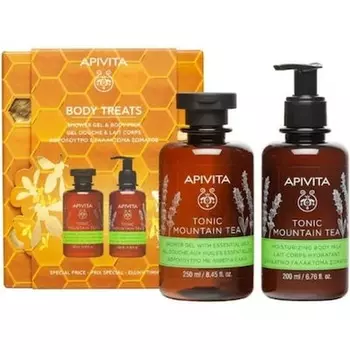 Акция Body Treats Tonic Mountain Tea гель для душа 250 мл и лосьон для тела 200 мл Apivita