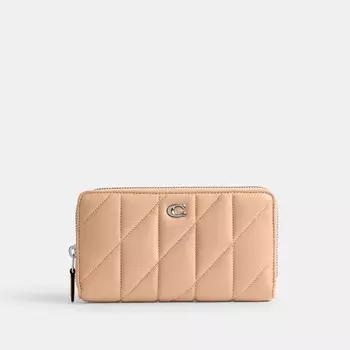 Аккордеонный кошелек на молнии с подушкой-стеганой отделкой COACH, цвет silver/buff