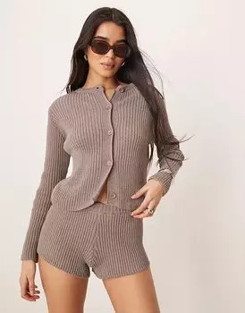 Аккуратный вязаный кардиган ASOS DESIGN коричневого цвета