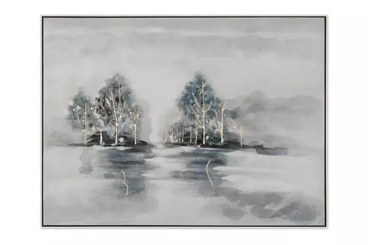 Акриловая картина KUNSTLOFT gerahmt Spaziergang im Herbst цвет blau/grau