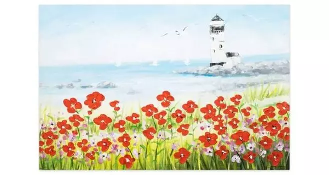 Акриловая картина ручной работы KUNSTLOFT Blick zum Meer цвет blau/rot