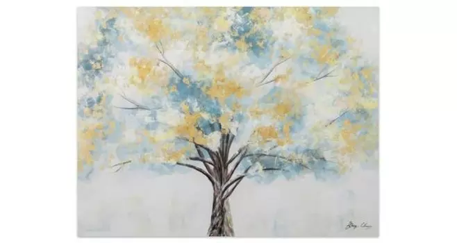 Акриловая картина ручной работы KUNSTLOFT Blooming Giant цвет gold/trkis