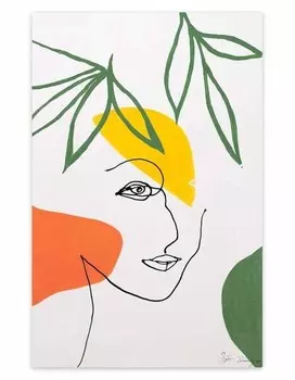 Акриловая картина ручной работы KUNSTLOFT Botanical Heart, зеленый/белый