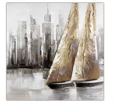 Акриловая картина ручной работы KUNSTLOFT Mit dir um die Welt, серый