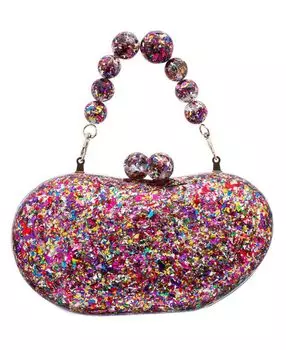 Акриловый минодьер с принтом и ручкой из бисера, клатч Nina