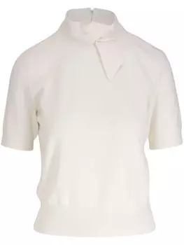 Akris кашемировый топ с короткими рукавами, белый