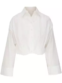 Akris укороченная рубашка со складками, нейтральный цвет