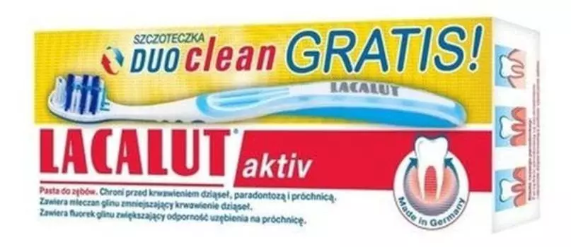 Актив, зубная паста + зубная щетка Duo Clean, 75 мл Lacalut