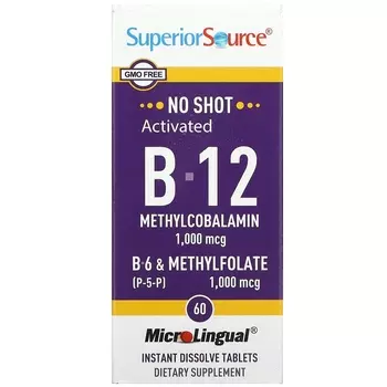 Активированный Витамин B12 B6 P-5-P Superior Source Methylfolate MicroLingual, 60 таблеток