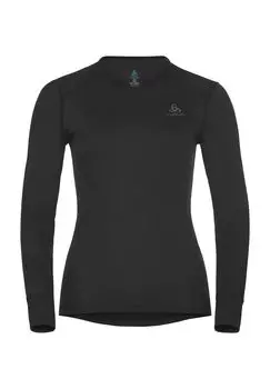 Активная теплая женская дышащая рубашка с длинными рукавами и логотипом на груди odlo, черный