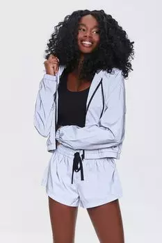 Активные шорты с карманами на молнии Forever 21, серебряный