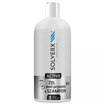 Активный гель для душа и шампунь 2 в 1 для мужчин 400 мл SOLVERX Unbranded