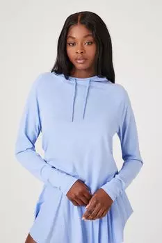 Активный топ с капюшоном реглан Forever 21, синий