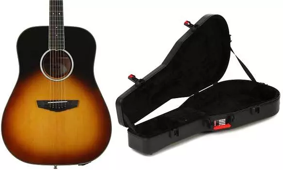 Акустическая электрогитара D'Angelico Excel Lexington - винтажный комплект Sunburst с формованным футляром для гитары Gator ATA - с защелками TSA для акустических гитар D'Angelico + Gator DAED300VSNGP2=1 GTSA-GTRDREAD=1
