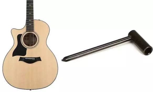 Акустическая электрогитара для левшей Taylor 314ce - комплект из натурального сапеле с гаечным ключом для анкерных стержней Taylor - стальная струна A302002111010032093=1 1316-09=1