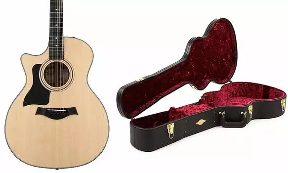 Акустическая электрогитара для левшей Taylor 314ce - комплект Natural Sapele с кейсом Taylor Deluxe Hardshell Grand Auditorium A302002111010032093=1 K0404011000300=1
