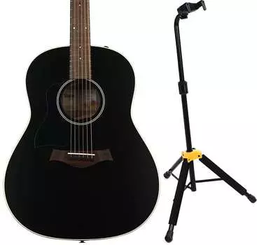 Акустическая электрогитара для левшей Taylor American Dream AD17e Walnut - Комплект Blacktop с подставками Hercules GS414B PLUS Одинарная подставка для гитары с системой автоматического захвата