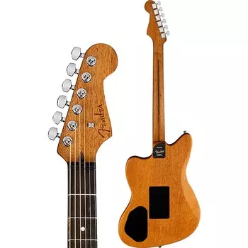 Акустическая электрогитара Fender American Acoustasonic Jazzmaster, полностью из красного дерева Natural