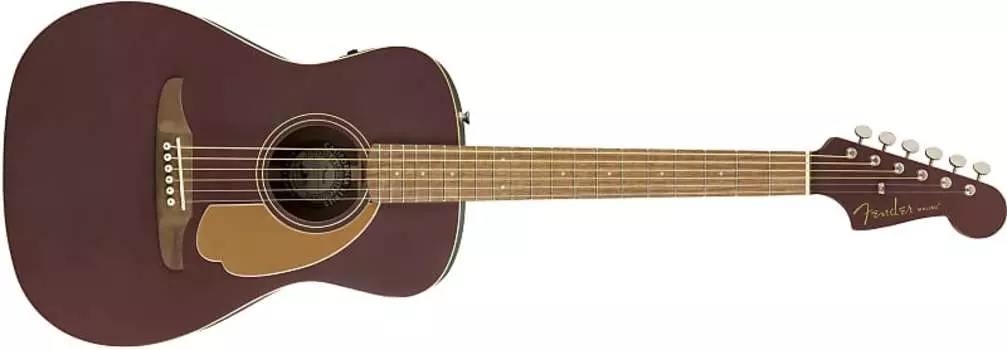 Акустическая электрогитара Fender California Series Malibu Player, цвет бордовый, сатин 0970722088