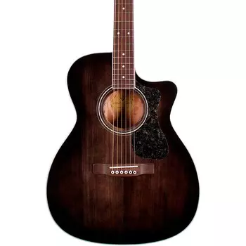 Акустическая электрогитара Guild OM-260CE Deluxe Flamed Mahogany Orchestra Cutaway, прозрачная черная взрывная гитара
