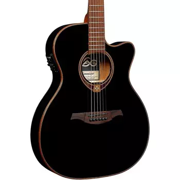 Акустическая электрогитара Lag Guitars Tramontane T118ASCE-BLK Auditorium Slim Cutaway, черная