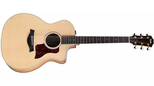 Акустическая электрогитара Taylor 214ce DLX, натуральный цвет, нижняя дека и обечайка из многослойного палисандра 214cd DLX