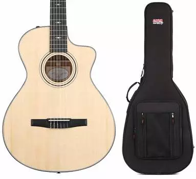 Акустическая электрогитара Taylor 312ce-N с нейлоном - Комплект из натуральной ситхинской ели с легким футляром Gator - Акустическая гитара с одним вырезом Taylor + Gator C302001303800032093=1 GL-APX=1