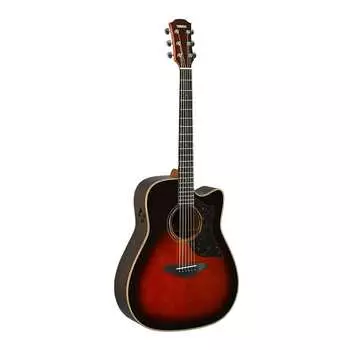 Акустическая электрогитара Yamaha A3R TBS Folk Cutaway - Палисандр - Табачно-коричневый Sunburst Yamaha A3R Cutaway Acoustic 6-String Electric Guitar with Bag (Brown Sunburst)