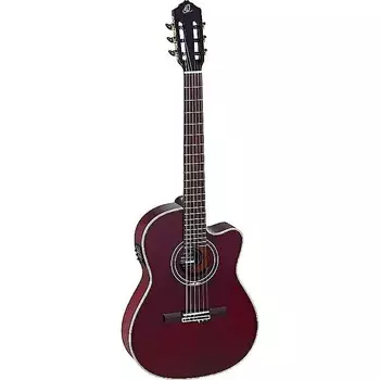 Акустическая гитара Ortega Guitars Performer A/E Thinline Body Nylon String Guitar in Stained Red w/ Gig Bag