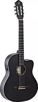 Акустическая гитара Ortega RCE125SN-SBK Thinline Acoustic-Electric Guitar, Satin Black w/ Gig Bag